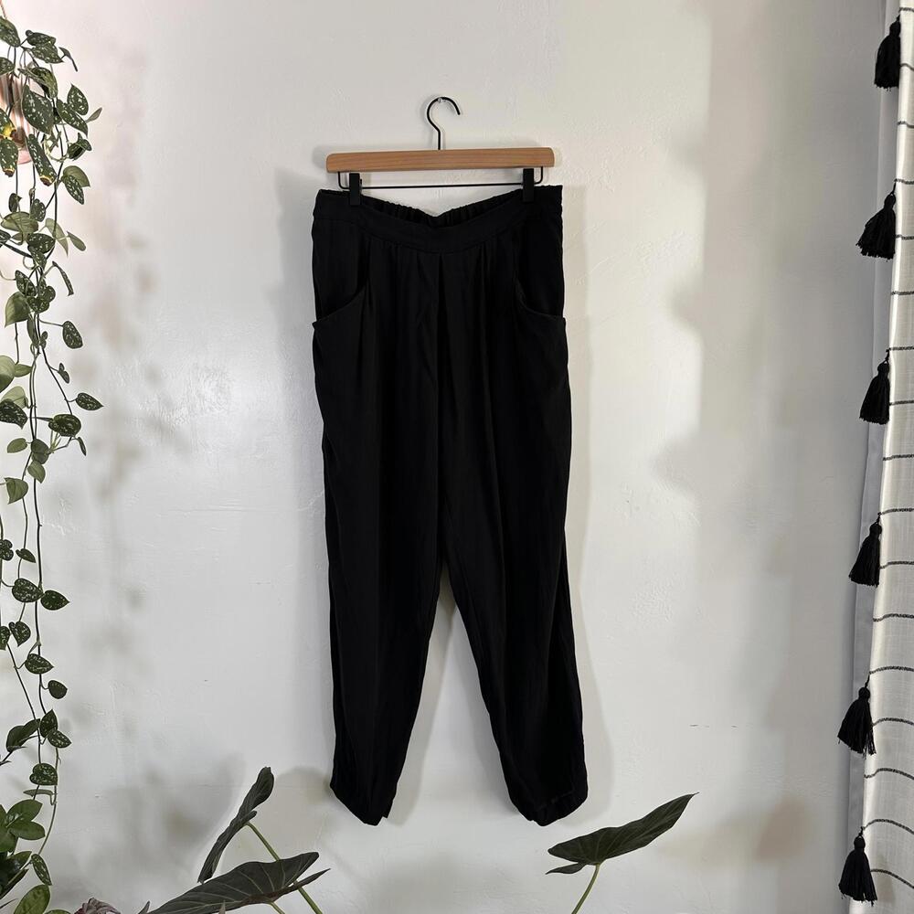 Eileen Fisher 100% Silk Georgette Crepe Relaxed Fit Trousers Pleated Pant Size M